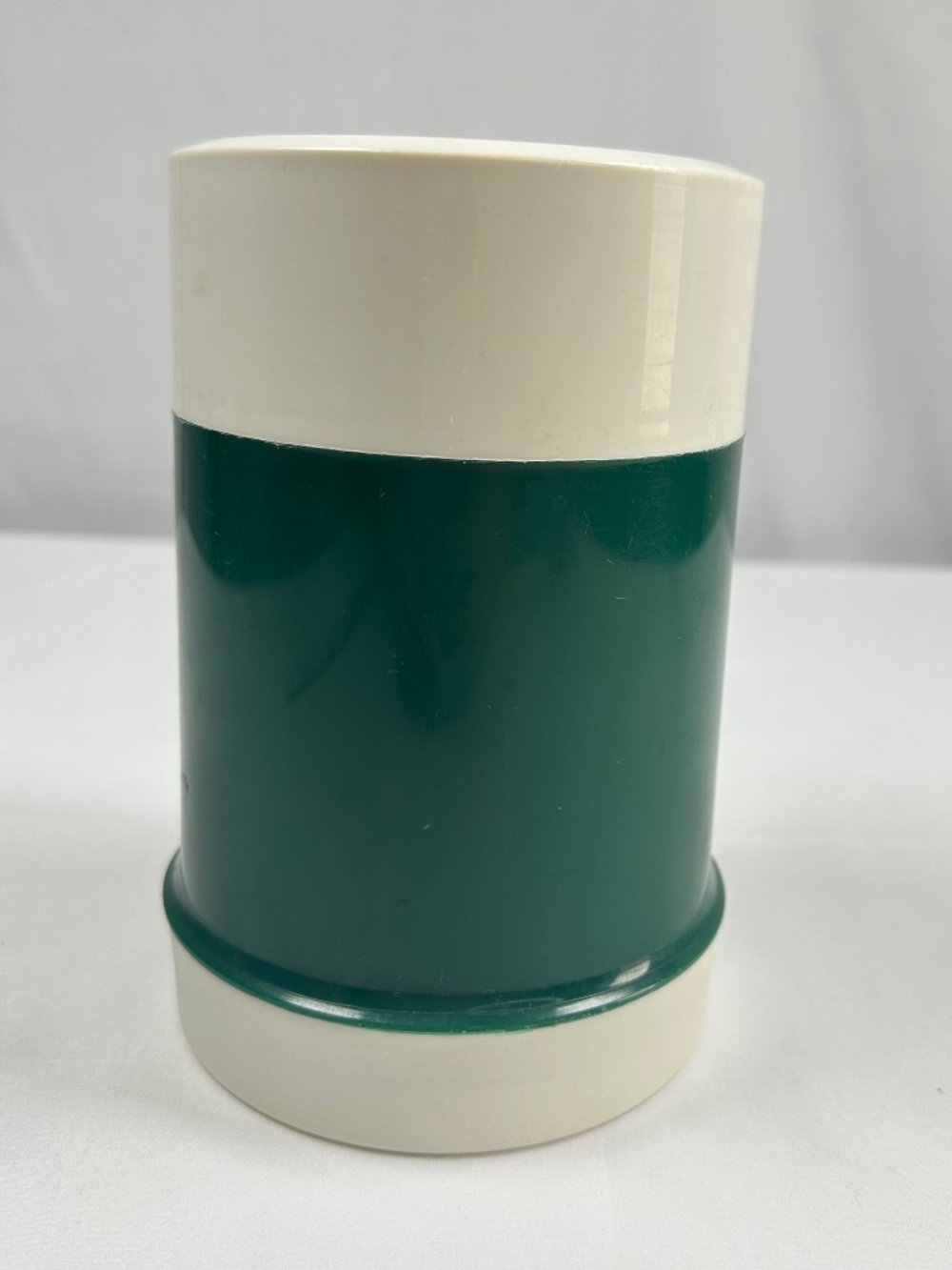 Vintage Green and White Thermos 10 ounce Food Jar, Narrow Neck